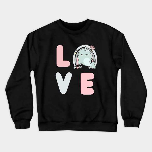 Love Narwhals Crewneck Sweatshirt by ODIN DESIGNS